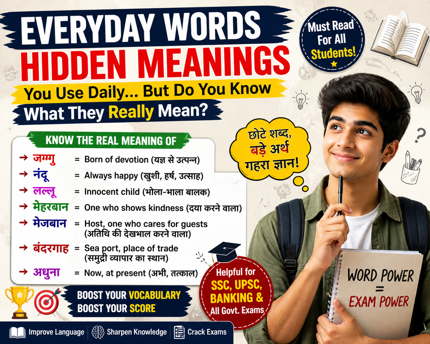 Important Word Meanings for SSC, UPSC & Banking Exams